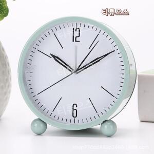 무소음탁상시계 아날로그 무음 알람 시계 스누즈 청소 깨우기 테이블 배터리 티류으스