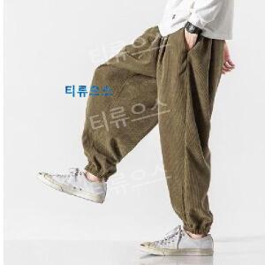 남성용 폴라 플리스 바지 벨벳 하렘 단색 와이드 레그 팬츠 조깅 겨 티류으스