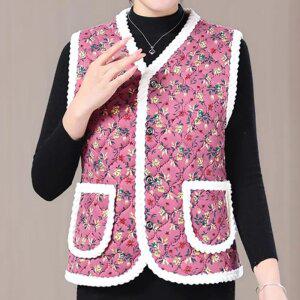 겨울 누빔 방한 기모 김장조끼 촌캉스 꽃무늬 털조끼