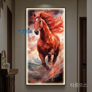 조명 큐빅 말 액자 붉은 적토마 달리는 풍수 그림 현관 벽 인테리어 장식 개업식 선물