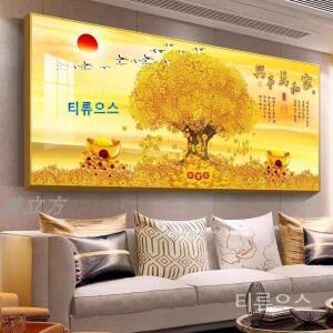 돈벼락 대박 돈나무 대형 보석십자수 재물이 집안으로 들어오는 풍수 금전수 비즈십자