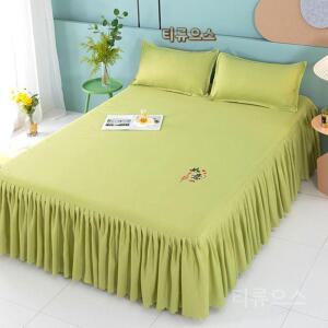 매트리스 커버 침대 스커트 프릴 라지킹 퀸 블랙 덮개 티류으스