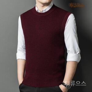 남성 가디건 조끼 라운드넥 스웨터 정장니트베스트 울 티류으스