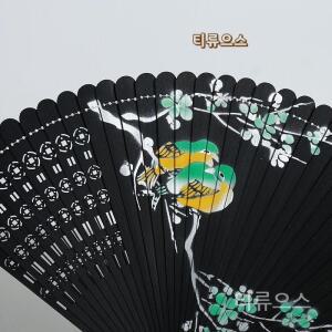 부채 접이식 수공예 대나무 여름 합죽선 전통 고급 종이 환갑 휴대용 나비 줄선 티류으