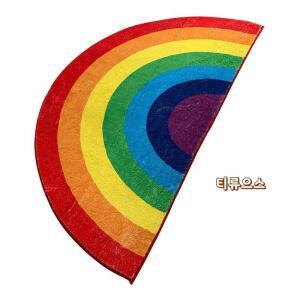 방원형러그 침실용 귀여운 만화 머리맡 러그 반원형 무지개 현대적인 넓은 영역 티류으