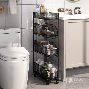 서랍형트롤리 세탁실 슬라이드 철제 선반 슬림 수납장 문뒤수납 다용도 틈새 티류으스
