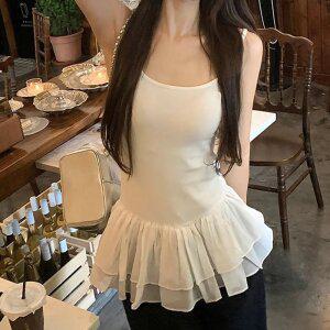 레이어드 밑단 프릴 끈나시 러플 여성 이너나시