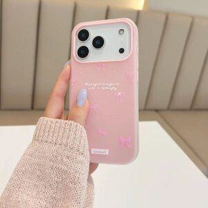 최신 귀여운 아이폰 케이스 핑크 리본 패턴 / 핸드폰케이스 아이폰17 16 15 14 13 프로