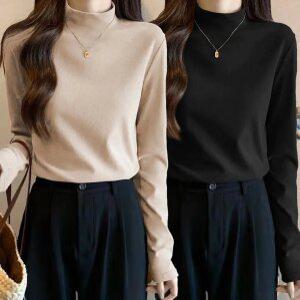 트렌디 심플 반목폴라 하이넥 모던 데일리 기모 발열 안감 보온 긴팔 방한 방풍 폴라