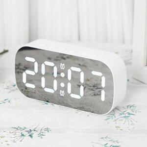 J2K LED 탁상시계 듀얼 알람 무소음 온도 날짜 거울