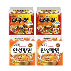 농심 얼큰한너구리 120g, 5입, 2개 + 안성탕면 125g, 5입, 2개