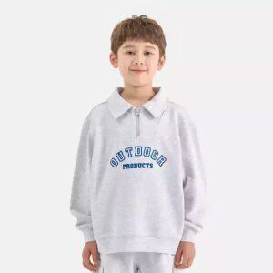 [아웃도어 프로덕츠 키즈]반집업 스몰그래픽 맨투맨 (멜란지 화이트) OD253IZM14_MWH