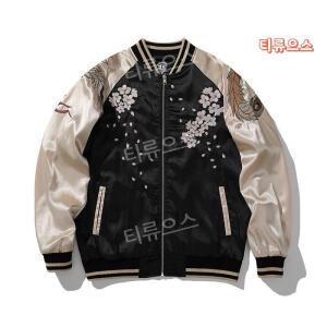 주작 벚꽃 자수 스카잔 요코스카 양면 점퍼 티류으스