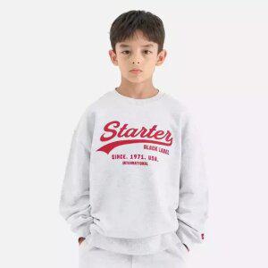 [스타터 블랙라벨 키즈]레터링 로고 맨투맨 (멜란지 화이트) ST253IMM03_MWH