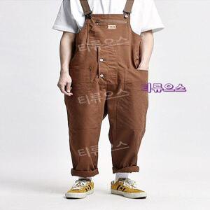 푸자오 오버롤 남자 멜빵바지 아메카지 워크웨어 가을 작업복 티류으스