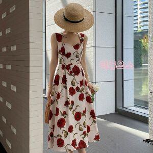 여름 빅 사이즈 플라워 나시 원피스 롱 스커트 티류으스