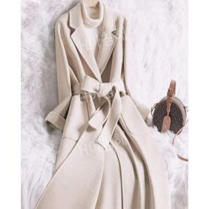 티류으스 미디엄 기장 양면 캐시미어 여성 코트 겨울롱코트 여성코트 모직 트렌치 캐주