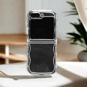 최신 귀여운 갤럭시 Z플립 케이스 투명 웨이브 / 핸드폰케이스 지플립7 6 5 4 3