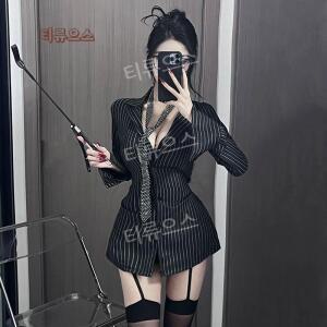 섹시한 비서룩 셔츠원피스 슬림 미니원피스 코스튬 티류으스