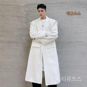 티류으스 빅스핏 롱코트 블랙 화이트 숄더 주름 흰색 가을 코트 티류으스