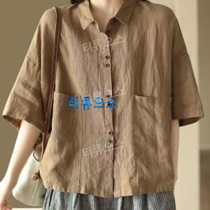 티류으스 모시 옷 인견 블라우스 여성 개량 시원한 60대 계량 남방 린넨 생활 삼베옷