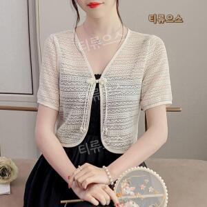 여자 여름 팔뚝커버 가디건 반팔 카디건 레이스 볼레로 티류으스