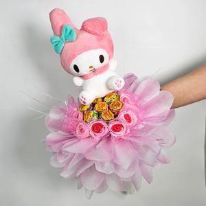 쿠로미 마이멜로디 외 3종 인형꽃다발 졸업 입학식 생일 비누꽃 축하 사탕부케 꽃다발
