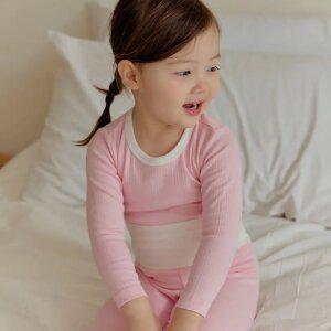 [키키스토리]마카롱 배앓이 핑크 봄 아기내복 간절기 긴팔 유아 내의 실내복 아동
