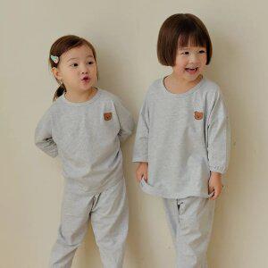 [키키스토리] 멜란지 곰돌 루루핏 9부 봄 아기내복 간절기 긴팔 유아 내의 실내복 아동