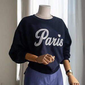 (안나앤모드) lune 레이스 레터링 맨투맨[티셔츠EC235]