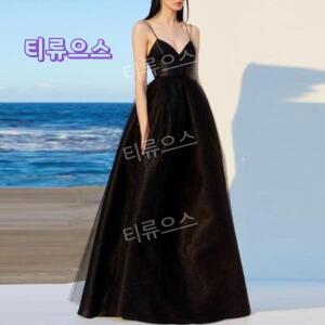 블랙드레스스몰셀프웨딩이브닝파티스냅사진 촬영 연예인 2부 벨라인 연주회 드레스 티