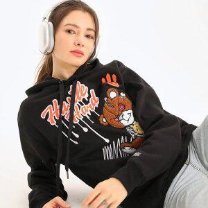 F1174 무니크영 블랙 자켓 베어 후드 티셔츠