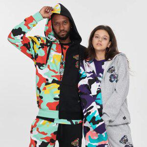 H1166 무니크영 하프 앤 하프 패턴 후드 짚업