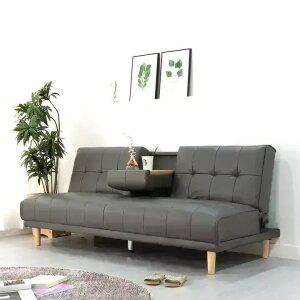 에보니아 키핑 컵홀더 3인용 소파베드 패브릭 인조가죽 / 쇼파 침대 3인 등받이 3단각