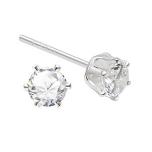 92.5 silver 순 은 여성 데일리 패션 베이직 6프롱 4mm 큐빅 실버 귀걸이