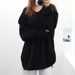 여성 워싱 긴팔랍빠 롱티 무지 긴팔 면티 브이넥 봄 티셔츠