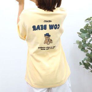 여성 카우베어 라운드 프린팅 레터링 면티 봄 여름 귀여운 반팔 티 티셔츠