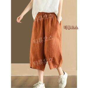 여성 항아리바지 여름 린넨 알라딘 하렘 팬츠 신축성 있는 허리 루즈 복고예술적인 티