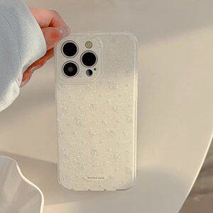 최신 귀여운 아이폰 케이스 화이트 눈꽃 패턴 / 핸드폰케이스 아이폰17 16 15 14 에어