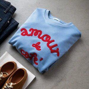 (안나앤모드) amour 니트 뜨개 자수 맨투맨 [티셔츠EC232]