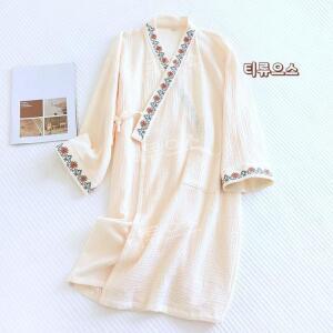 일본 전통 유카타 플라워 거즈 실내가운 홈 잠옷가운 티류으스