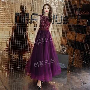 보라색드레스 연주복 야외촬영 애프터 셀프웨딩 퍼플 빅사이즈 여신 무대 바이올렛 티