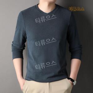 남자맨투맨 봄가을 스트리트 무지 중년 캐주얼 브이넥 풀오버 스판 긴팔티셔츠 티류으