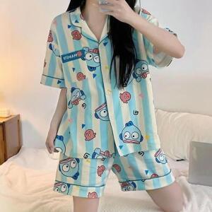 파자마 한교동 잠옷 여자 여름 순면 여성 홈웨어 반팔 바지 세트