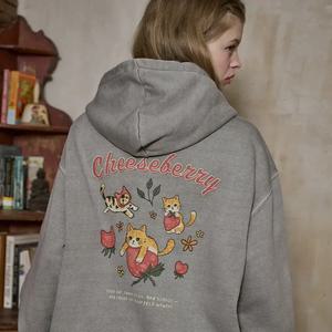 [2-WAY] 치즈베리 피그먼트 후드 집업 고스트그레이