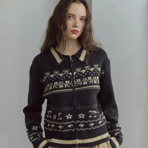 [2-WAY] 체리 크롭 집업 가디건 챠콜