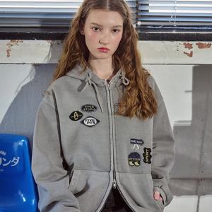 [2-WAY] 미스테리패치 피그먼트 후드 집업 다크그레이