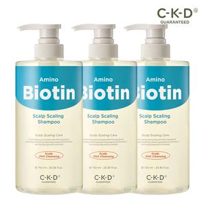 CKD 아미노비오틴 두피각질샴푸 750ml 3개 / 탈모 증상 완화 기능성 + 쿨링감 케어