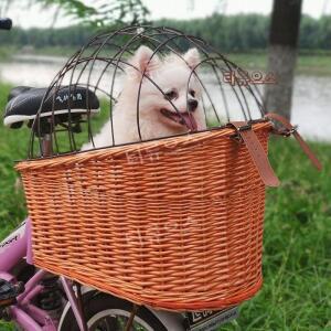 강아지 자전거 라탄 바구니 가방 티류으스