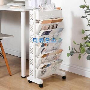 북트롤리 책꽂이정리함 책수레 간이 학습지 북카트 티류으스